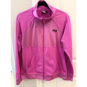 Fila Sport Hoodie Womens Large Hot Pink Full Zip Long Sleeve Kangaroo Pockets